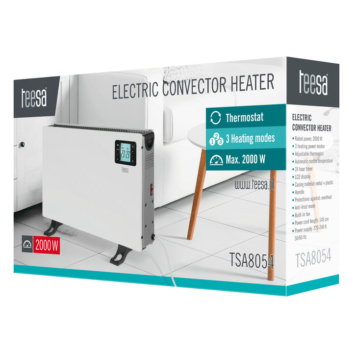 Teesa convector heater, timer function, temperature control, Anti-frost mode, remote control controlled, TSA8054