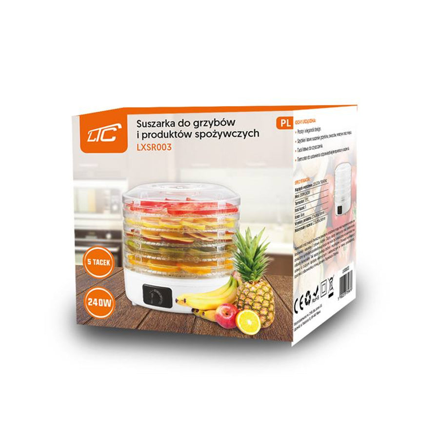 LTC mushroom, vegetable, fruit, meat dryer, adjustable power, non-slip base, 5 trays, dishwasher safe, LXSR003