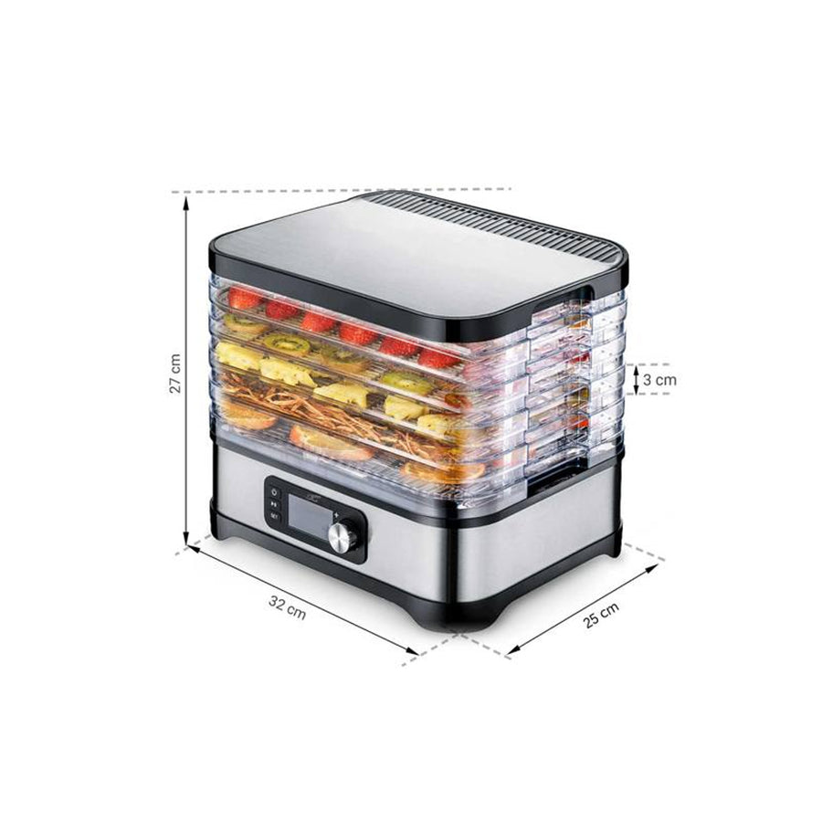 Dryer for mushrooms, vegetables, fruits, meats LTC, adjustable power, non-slip base, 5 trays, dishwasher safe, metal, with display, LXSR002