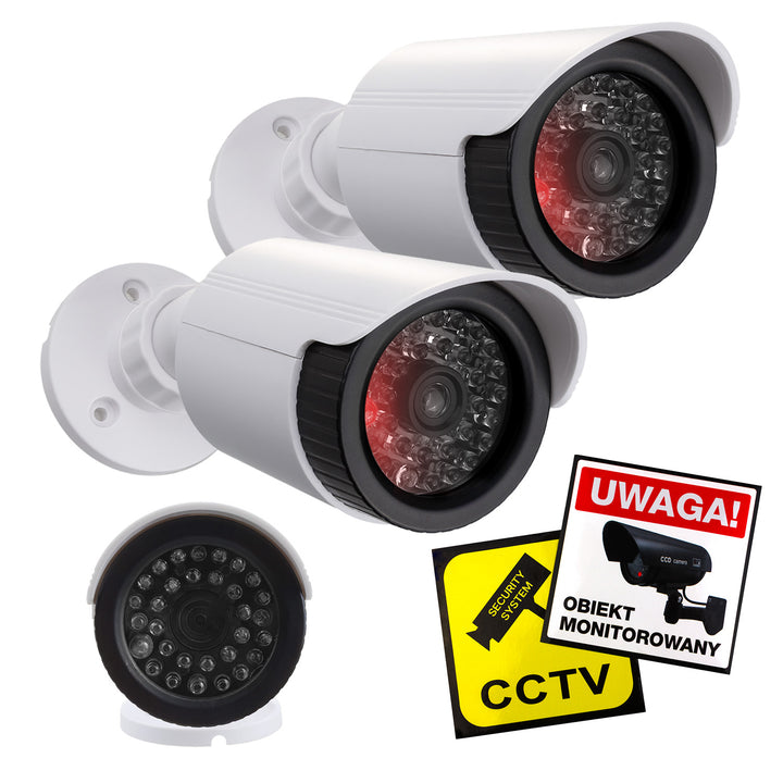 Set of two dummy tube cameras, IR LEDs, white, 2xAA power supply (not included), ABS, IR1800 WT