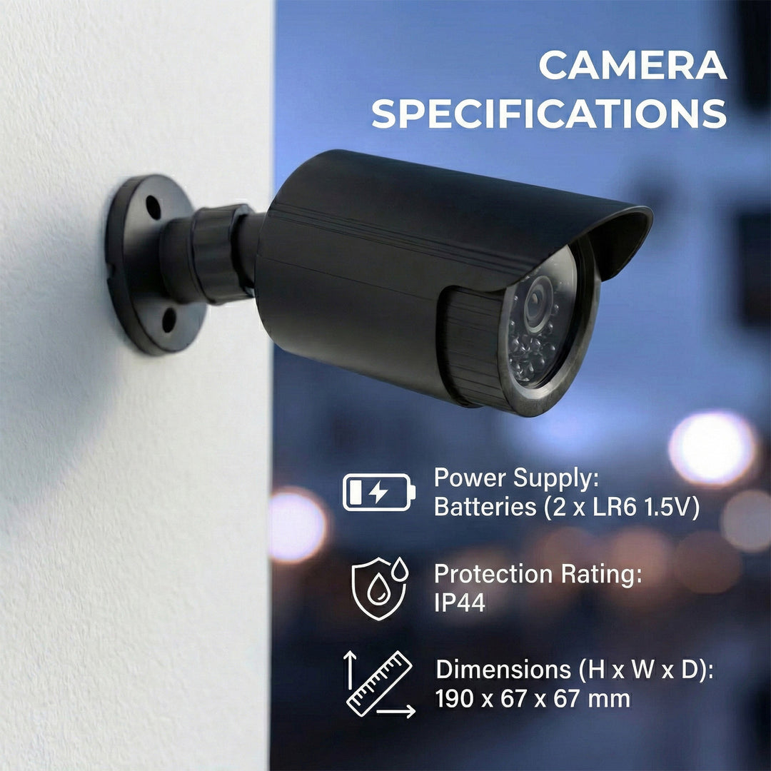 Set of two dummy tube cameras, IR LEDs, black, 2xAA power supply (not included), ABS, IR1800 BT