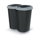 Compacta B Duo wastebasket, gray/black, capacity 40L, one compartment, two lids, wall-mounted version, NDBS40-429U_S411