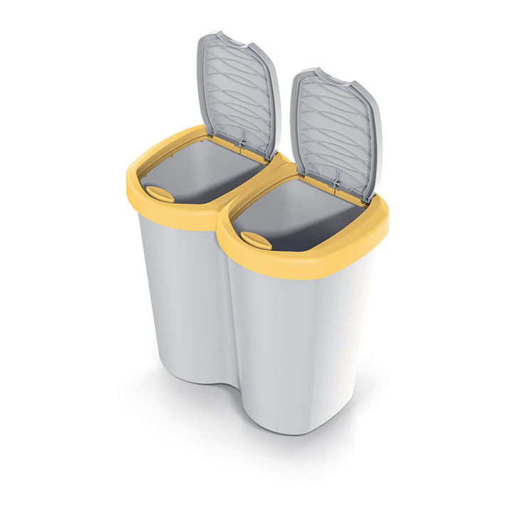 Compacta B Duo trash garbage can, yellow/ash, 40L capacity, one compartment, two lids, wall-mounted version, NDBS40-1215C_427C