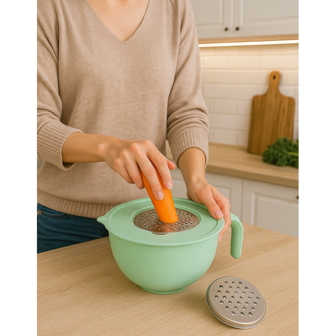 Practic kitchen bowl, plastic, 2 steel grater, mint, 5612066512
