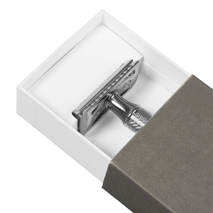 Traditional razor, razor blade, chrome-plated brass, MÜHLE R89