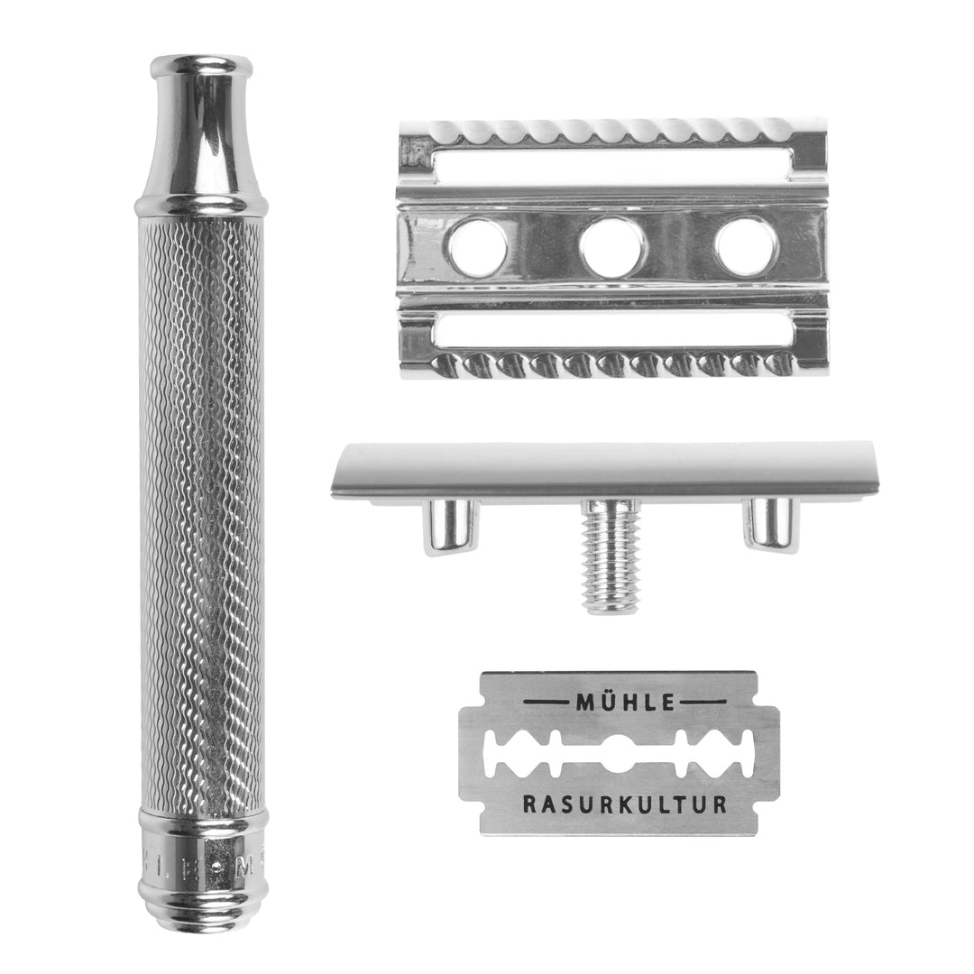 Traditional razor, razor blade, chrome-plated brass, MÜHLE R89