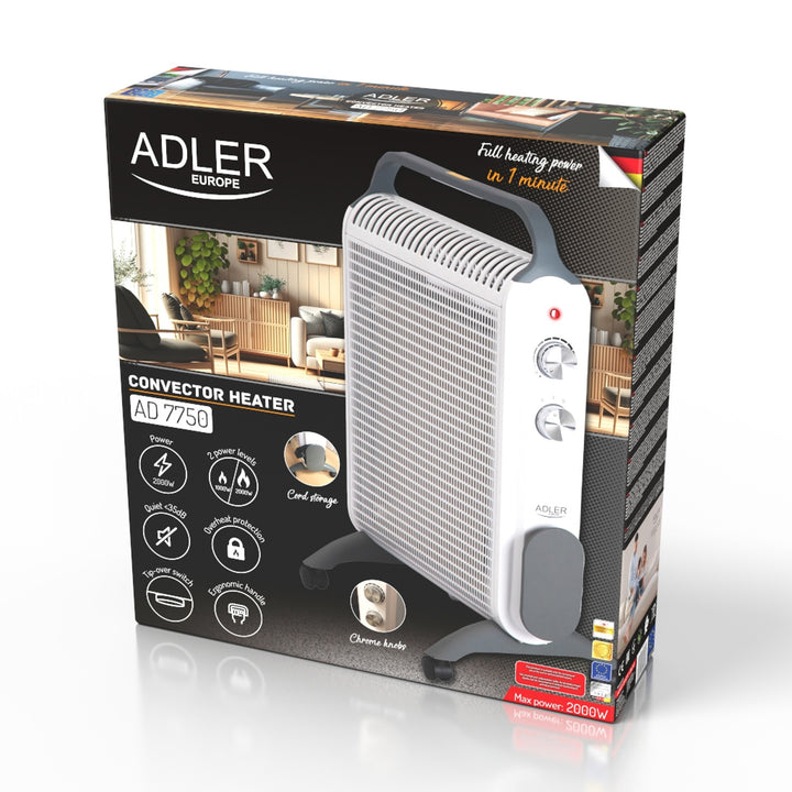 Téitheoir comhiompair, ar rothaí, 2 leibhéal cumhachta, uasmhéid 2000W, teirmeastat, AD 7750