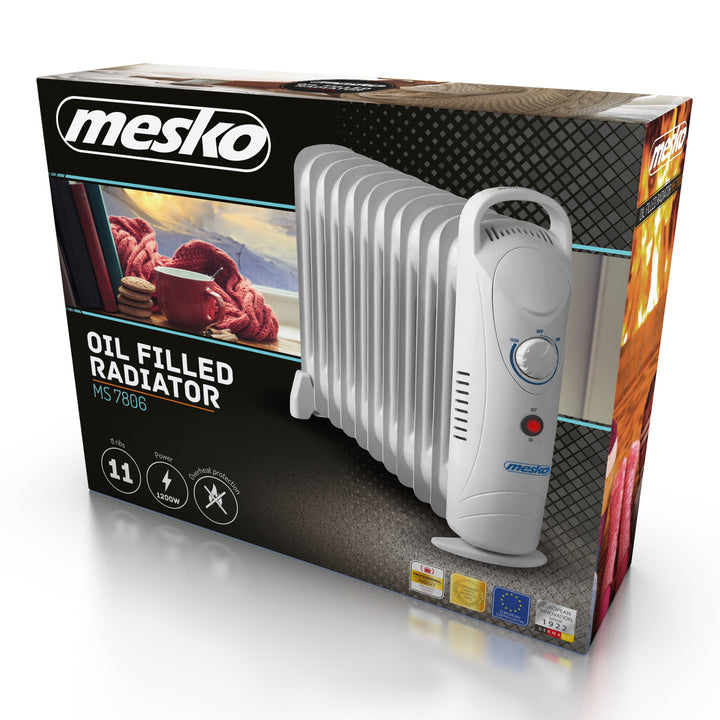 Mesko oil heater, 11 ribs, 1200W, temperature control, gray, MS 7806