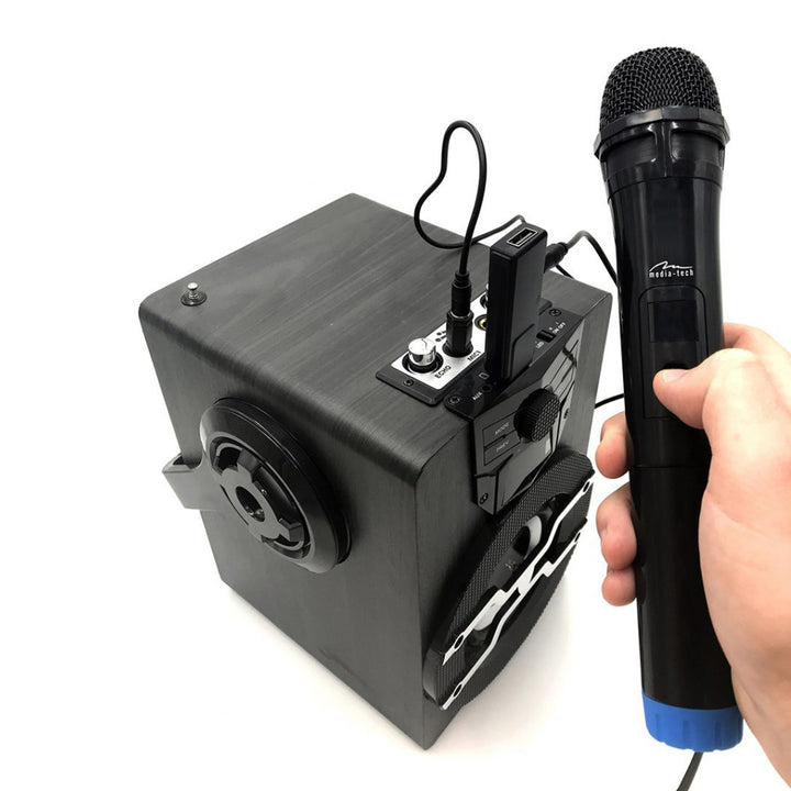 Two wireless microphones with USB receiver for speaker with karaoke function, Mediatech MT395