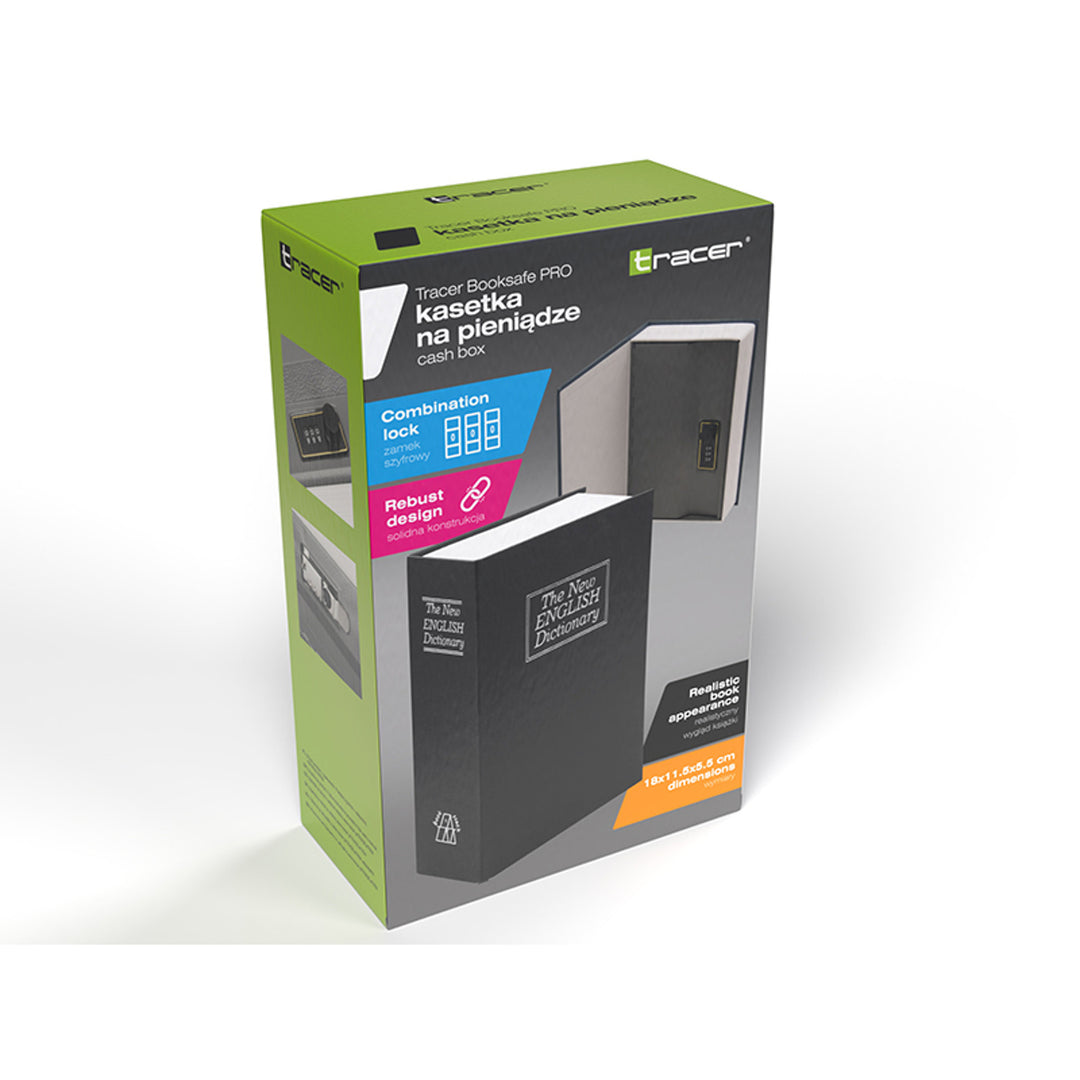 Bosca airgid Tracer, leabhar bréige, glas teaglaim, BookSafe Pro