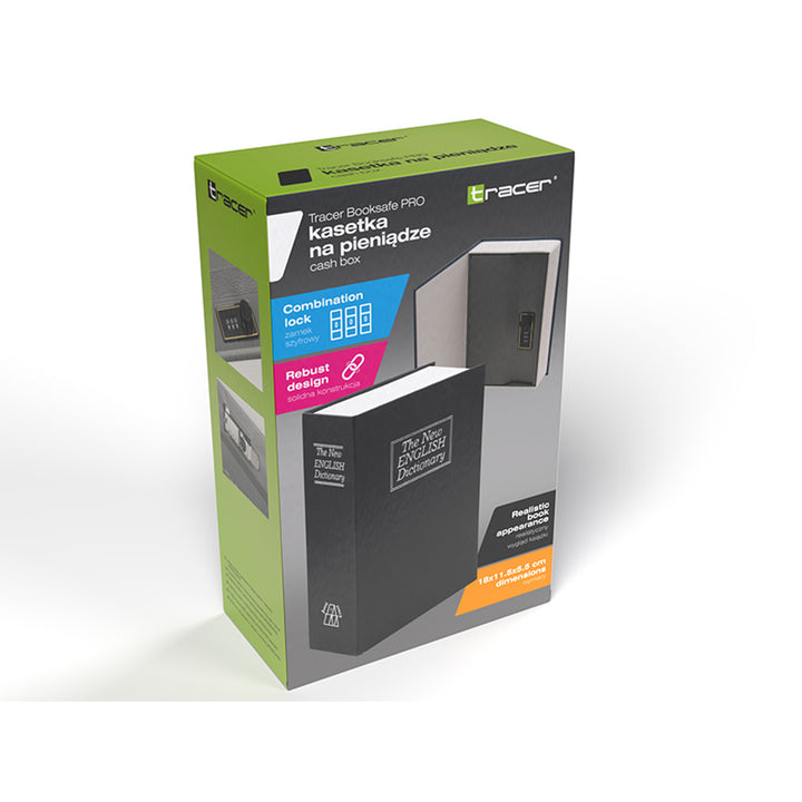 Bosca airgid Tracer, leabhar bréige, glas teaglaim, BookSafe Pro