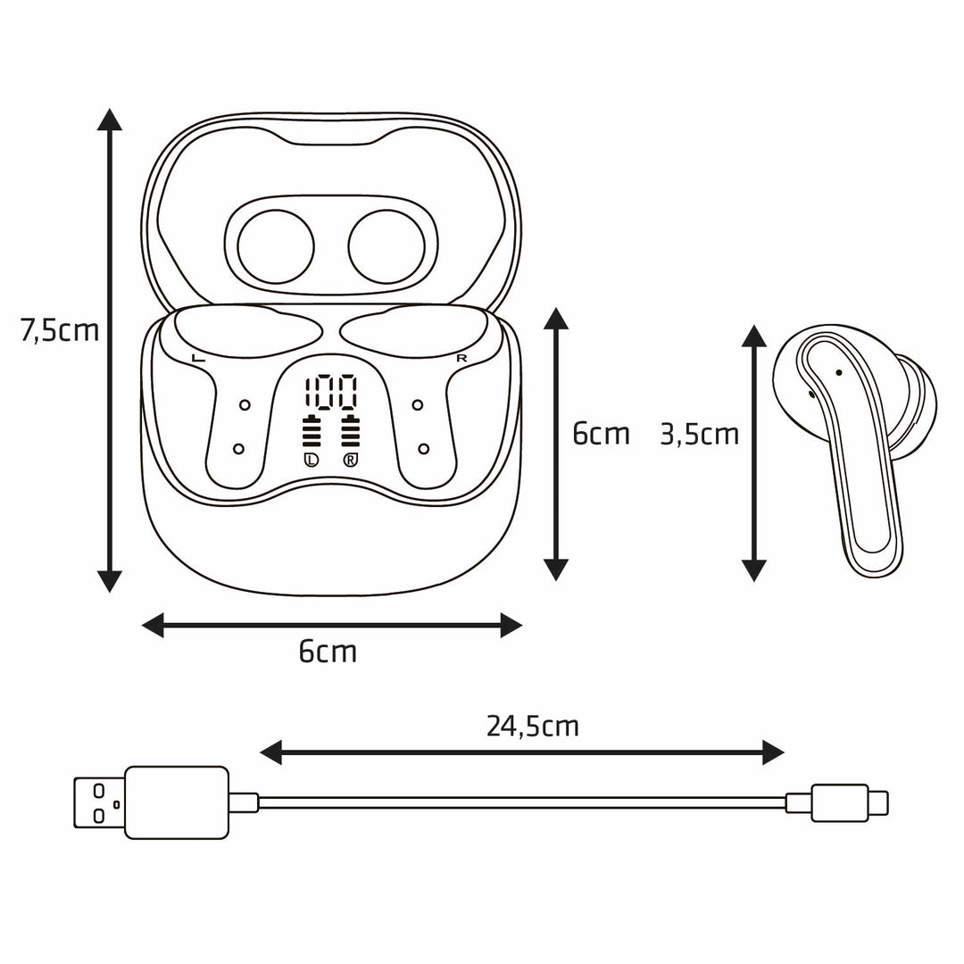 Audiocore wireless headphones, hybrid ANC, ENC, 6 microphones, charging case, Tuya, AC591 PRO