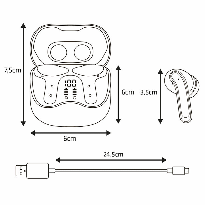 Audiocore wireless headphones, hybrid ANC, ENC, 6 microphones, charging case, Tuya, AC591 PRO