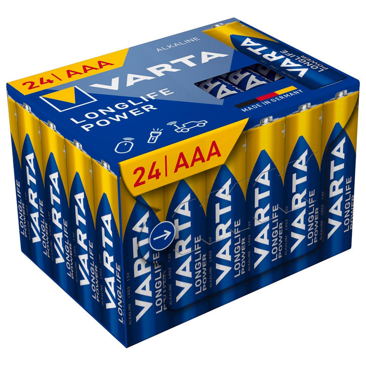 VARTA Longlife Power, 24 cadhnraí alcaileacha AAA, LR03, 1.5V
