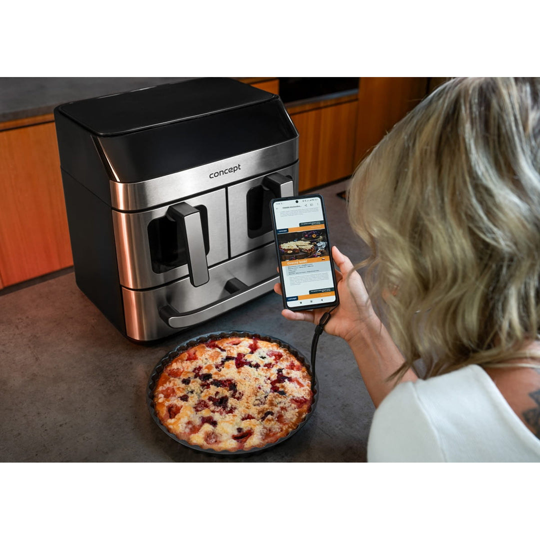 Concept greaseless fryer, 3 separate drawers, synchronized baking, 8 ready programs, FR9000