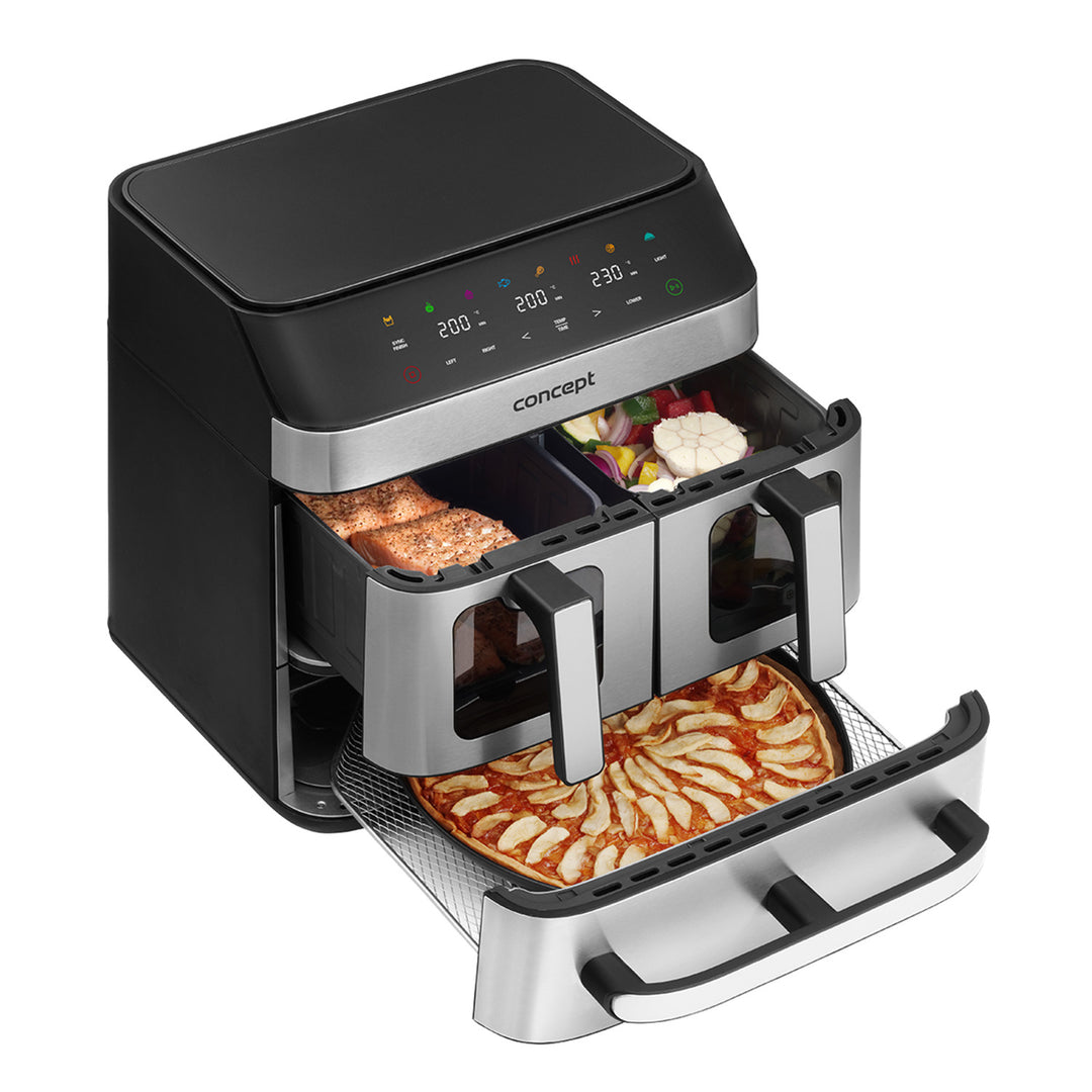 Concept greaseless fryer, 3 separate drawers, synchronized baking, 8 ready programs, FR9000