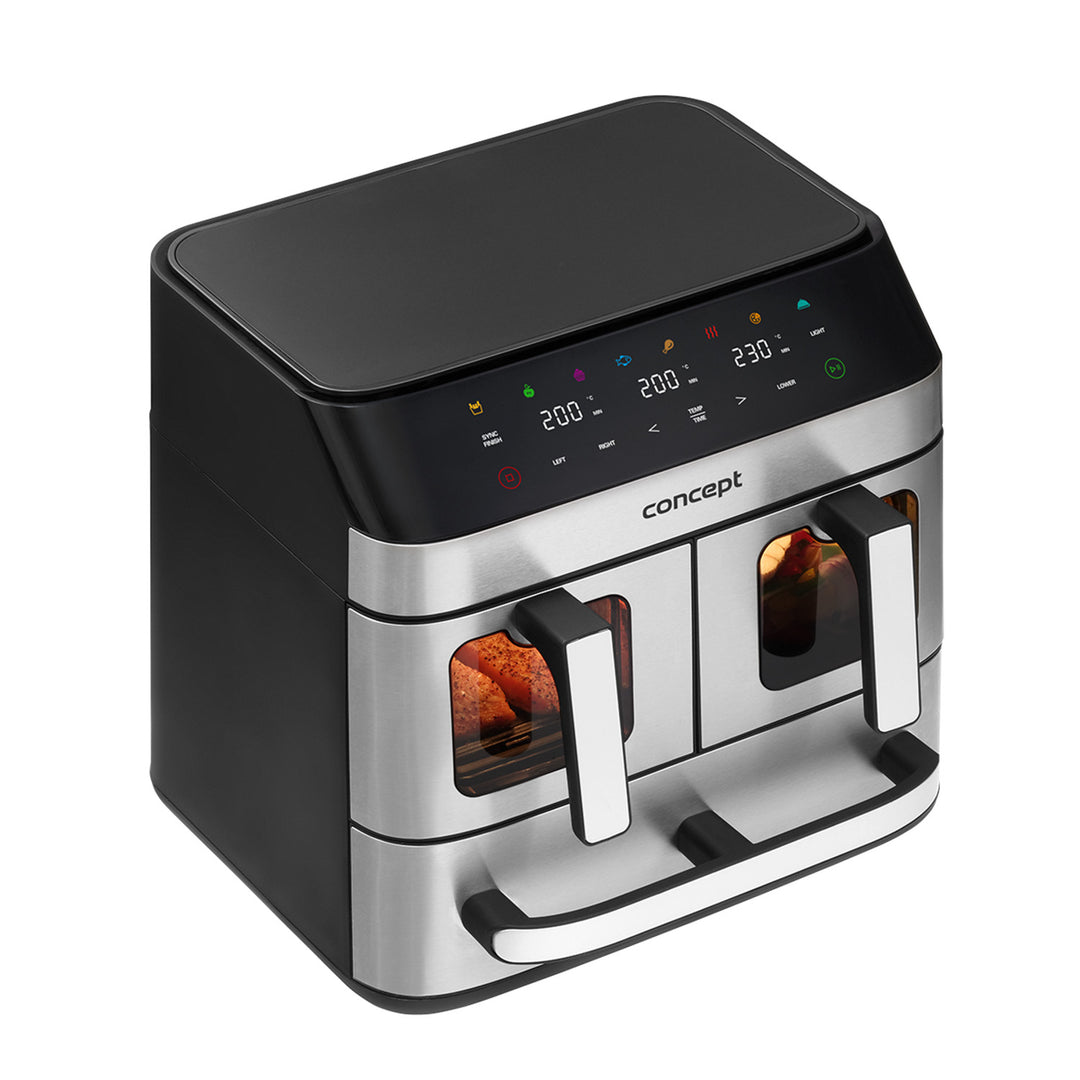 Concept greaseless fryer, 3 separate drawers, synchronized baking, 8 ready programs, FR9000
