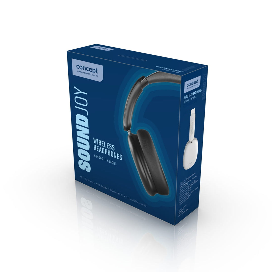 Cluasáin gan sreang in-chluas Concept SoundJoy, suas le 70 uair an chloig d'am athsheinm, Bluetooth 5.4, muirearú tapa, cealú torainn gníomhach suas le 33dB, bán, HS4061