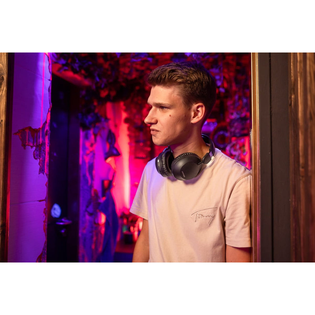 Cluasáin gan sreang in-chluas Concept SoundJoy, suas le 45 uair an chloig d'am athsheinm, Bluetooth 6.0, muirearú tapa, cealú torainn gníomhach suas le 18dB, dubh, HS4080