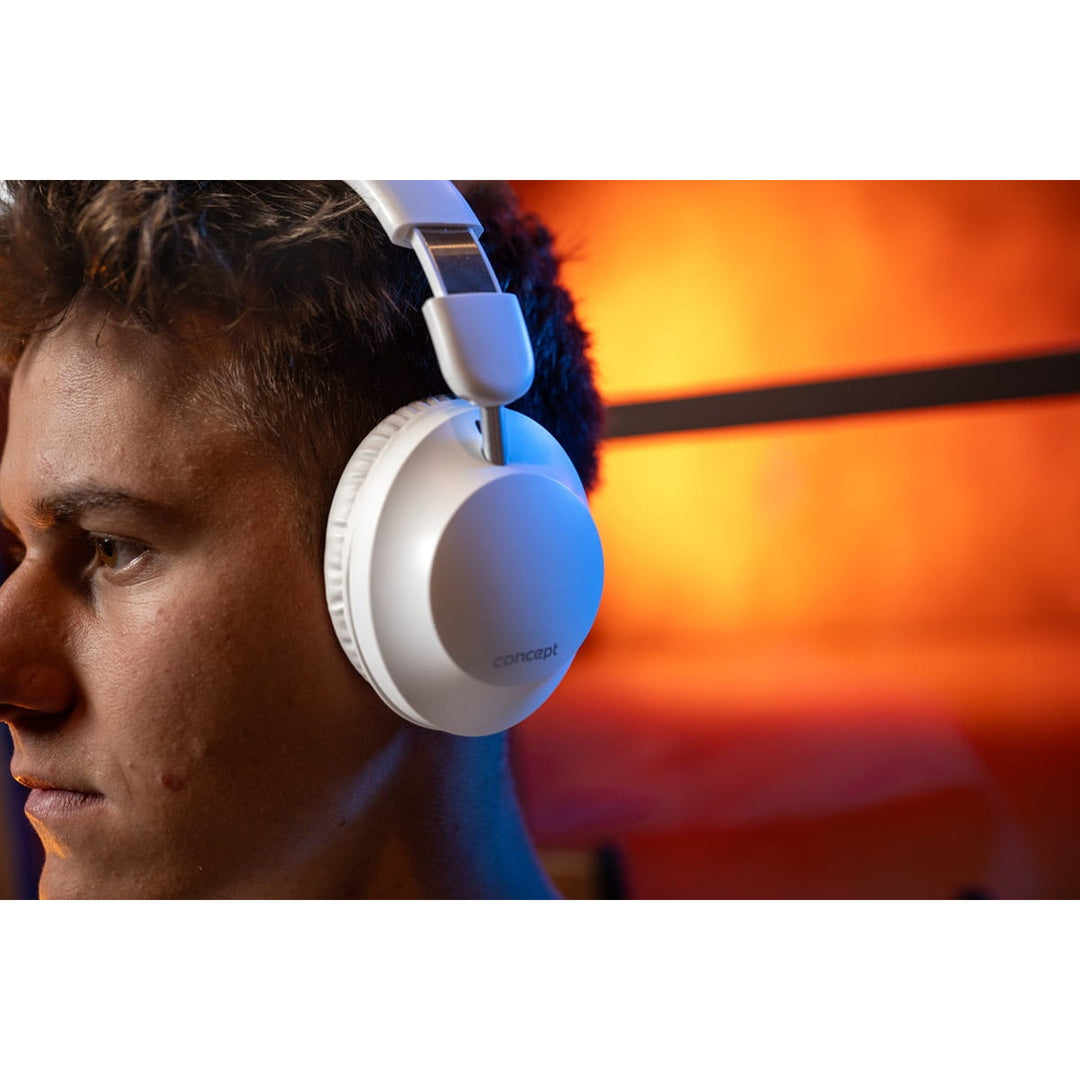 Cluasáin gan sreang in-chluas Concept SoundJoy, suas le 45 uair an chloig d'am athsheinm, Bluetooth 6.0, muirearú tapa, cealú torainn gníomhach suas le 18dB, bán, HS4081
