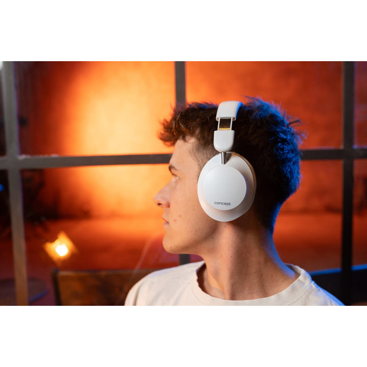 Cluasáin gan sreang in-chluas Concept SoundJoy, suas le 45 uair an chloig d'am athsheinm, Bluetooth 6.0, muirearú tapa, cealú torainn gníomhach suas le 18dB, bán, HS4081