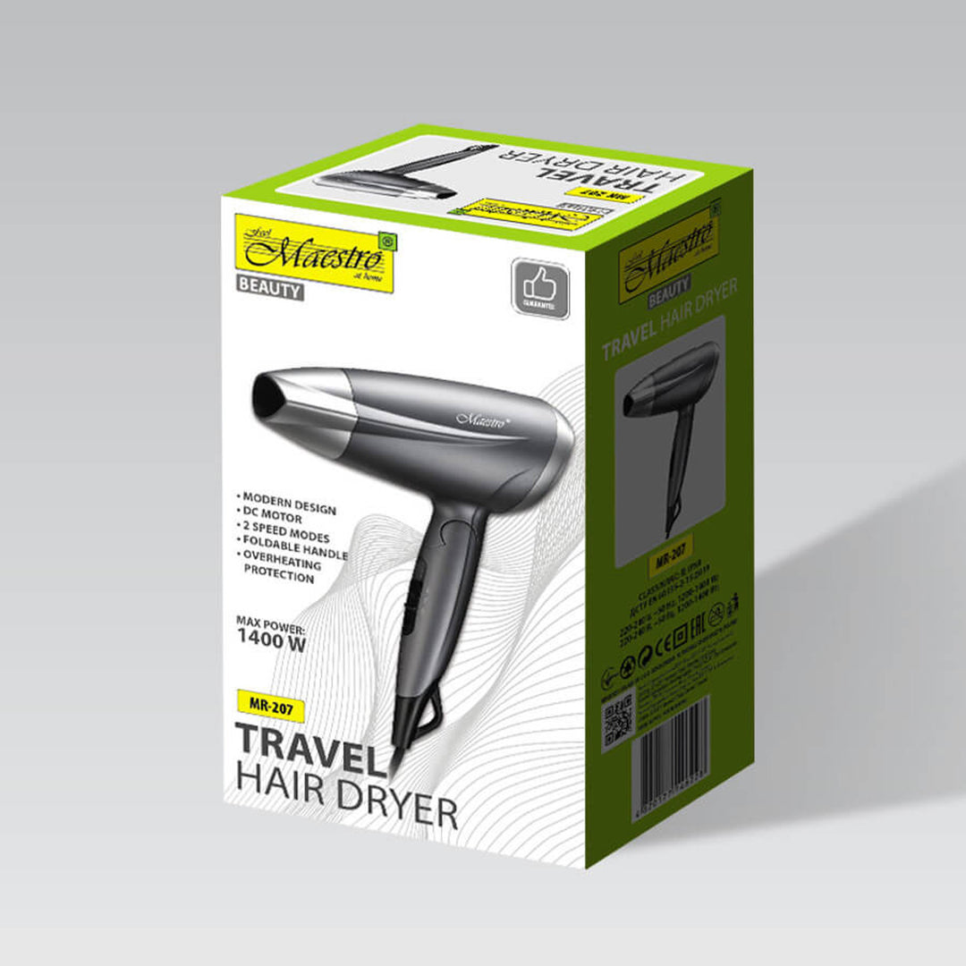 Triomadóir gruaige Maestro, cumhacht 1400W, láimhseáil fillte, 2 luas aeir, comhchruinnitheoir, MR-207