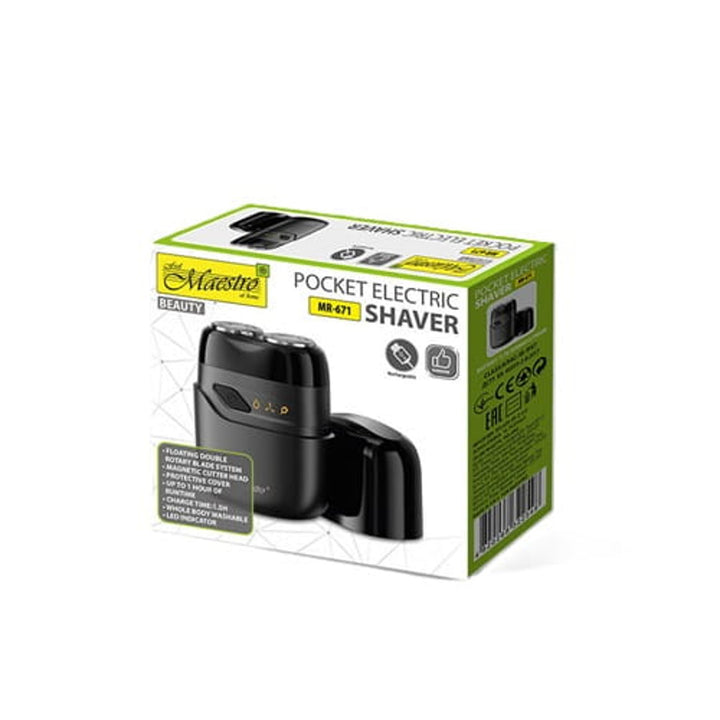 Maestro electric shaver, 2 heads, USB C charging, run time up to 60 minutes, easy cleaning, MR-671