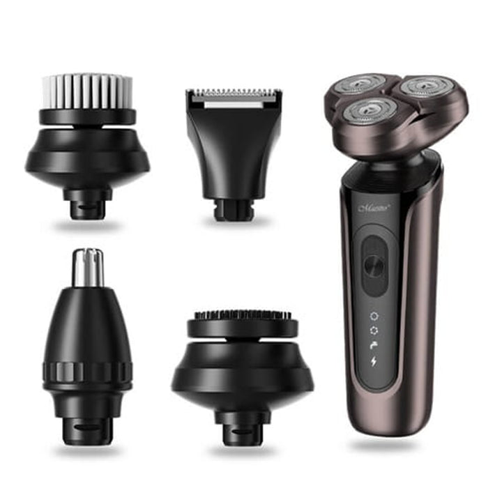 Maestro 5-in-1 shaving kit, shaver, nose trimmer, face brush, massage tip, hair trimmer, waterproof case, run time up to 60 minutes, MR-674