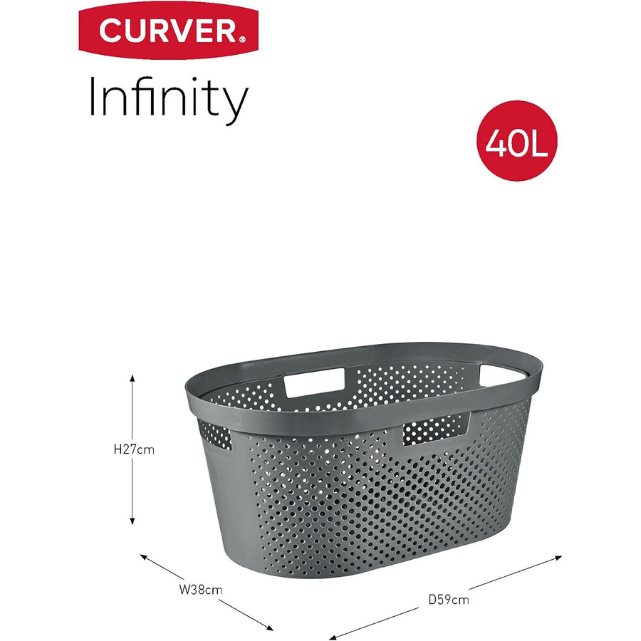 Curver Infinity Recycled mangle / laundry basket, 40L capacity, dark grey, 100% recycled, 245675