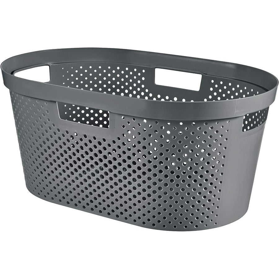 Curver Infinity Recycled mangle / laundry basket, 40L capacity, dark grey, 100% recycled, 245675
