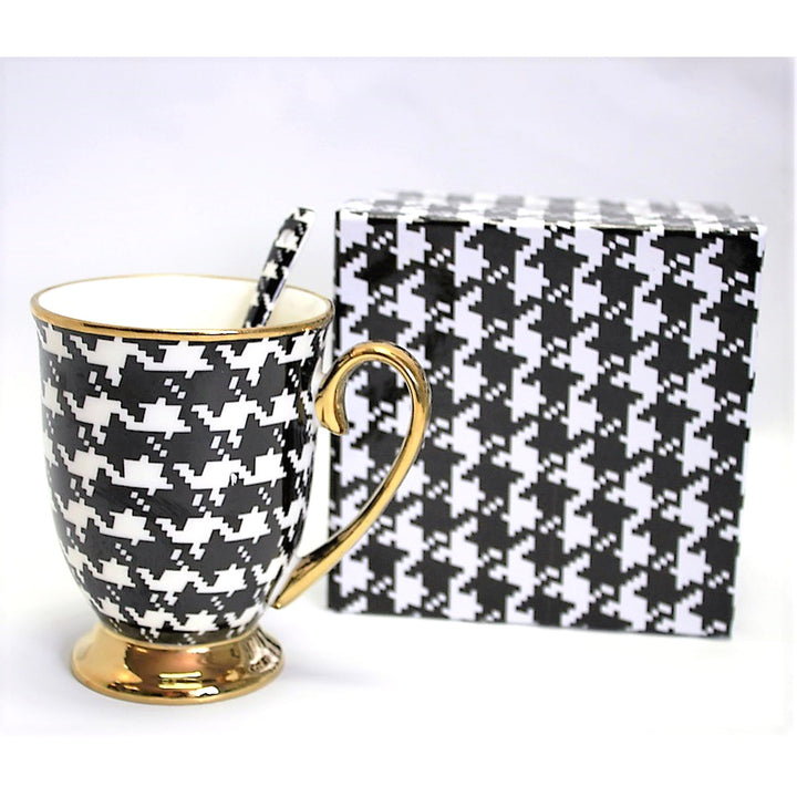 Mug Pepit Gold Handle Base Spoon Porcelain Exclusive, Queen Isabel