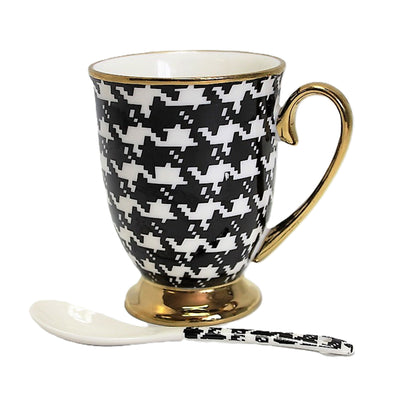 Mug Pepit Gold Handle Base Spoon Porcelain Exclusive, Queen Isabel