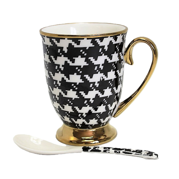 Mug Pepit Gold Handle Base Spoon Porcelain Exclusive, Queen Isabel
