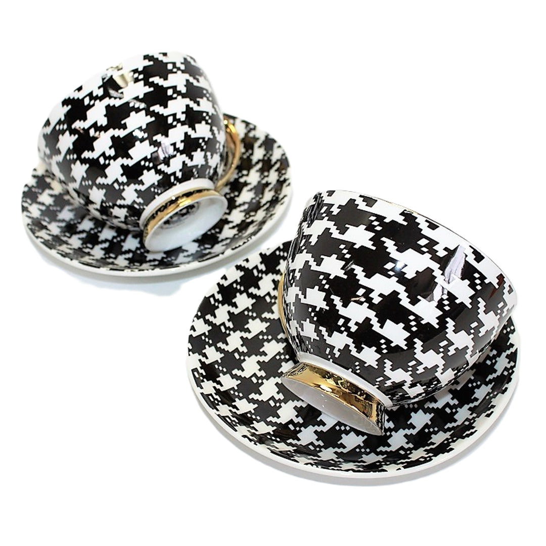 Espresso Cups 2+2 Pepite Gold Accents Porcelain, Queen Isabel