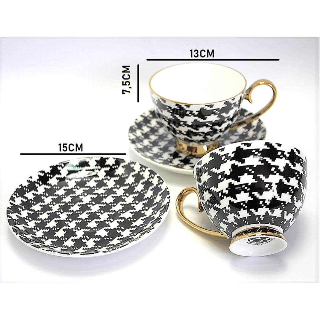 Espresso Cups 2+2 Pepite Gold Accents Porcelain, Queen Isabel