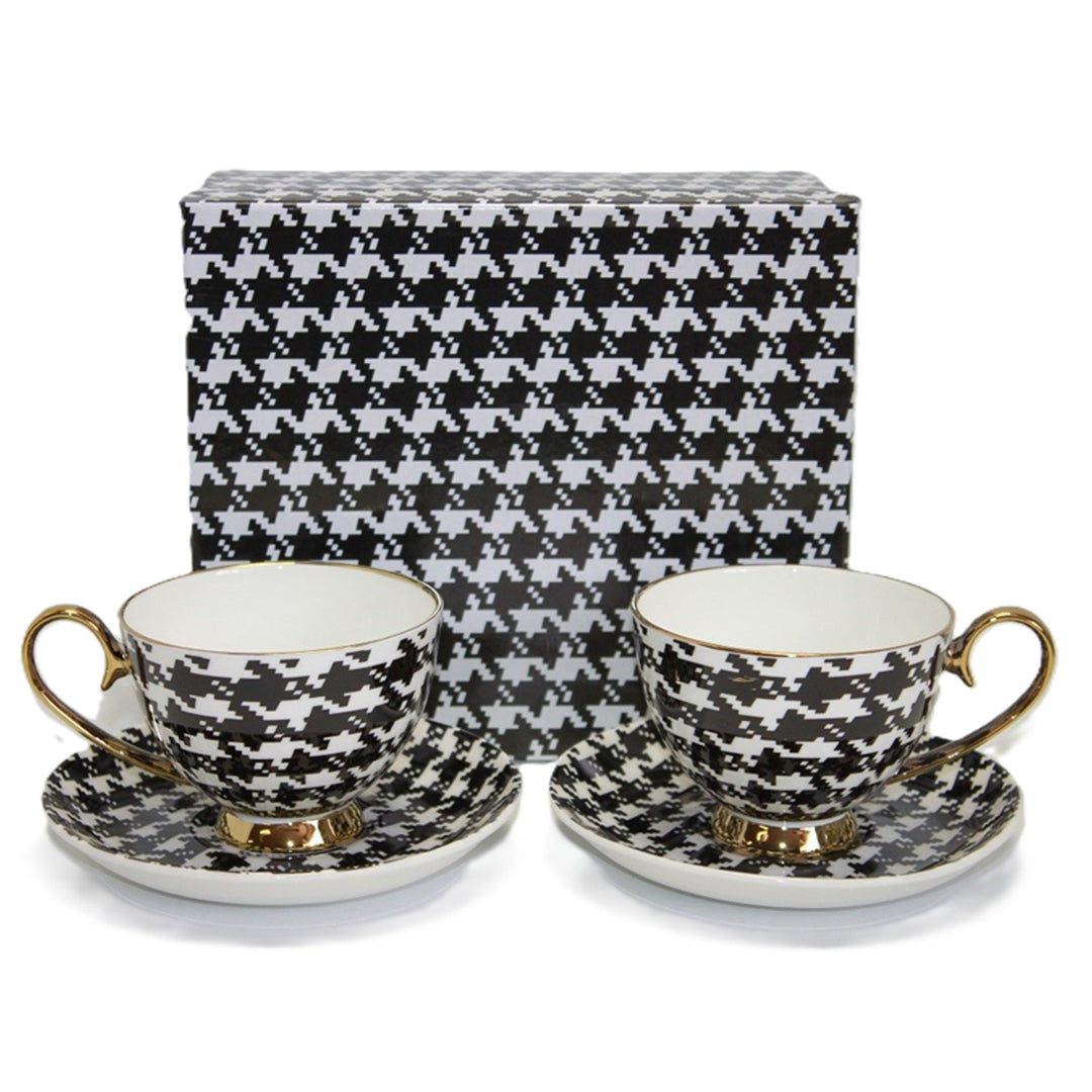 Espresso Cups 2+2 Pepite Gold Accents Porcelain, Queen Isabel