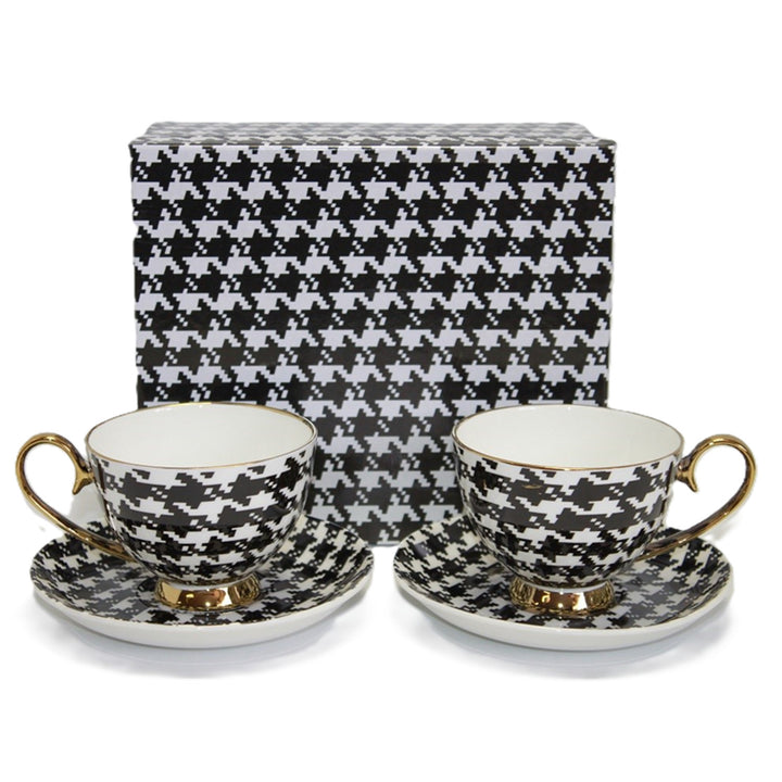 Espresso Cups 2+2 Pepite Gold Accents Porcelain, Queen Isabel