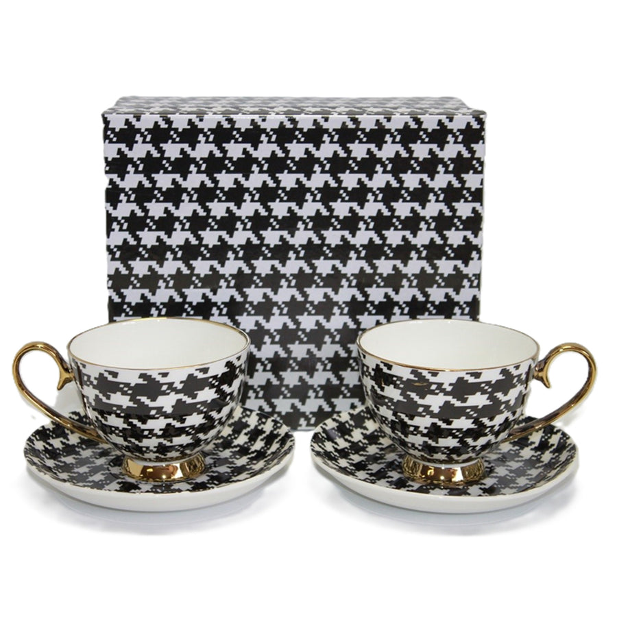 Espresso Cups 2+2 Pepite Gold Accents Porcelain, Queen Isabel
