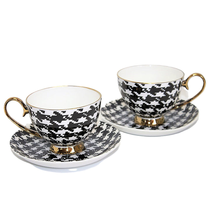 Espresso Cups 2+2 Pepite Gold Accents Porcelain, Queen Isabel