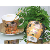 Set of 2 porcelain Queen Isabell cups, Klimt's Kiss motif, teaspoons, 250ml, W25KL60-2-19000