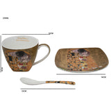 Set of 2 porcelain Queen Isabell cups, Klimt's Kiss motif, teaspoons, 250ml, W25KL60-2-19000