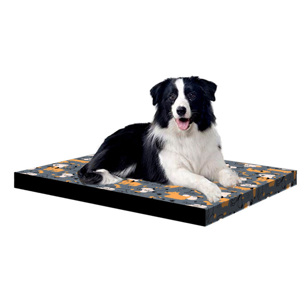Bertoni XL dog mattress bed, foam, waterproof cover, Grey Dogs pattern, EE146