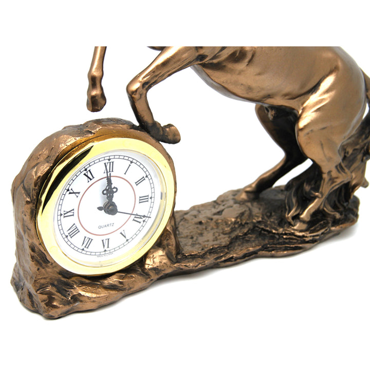 Climbing horse figurine, clock, bronze sculpture, Roman numerals, Queen Isabel