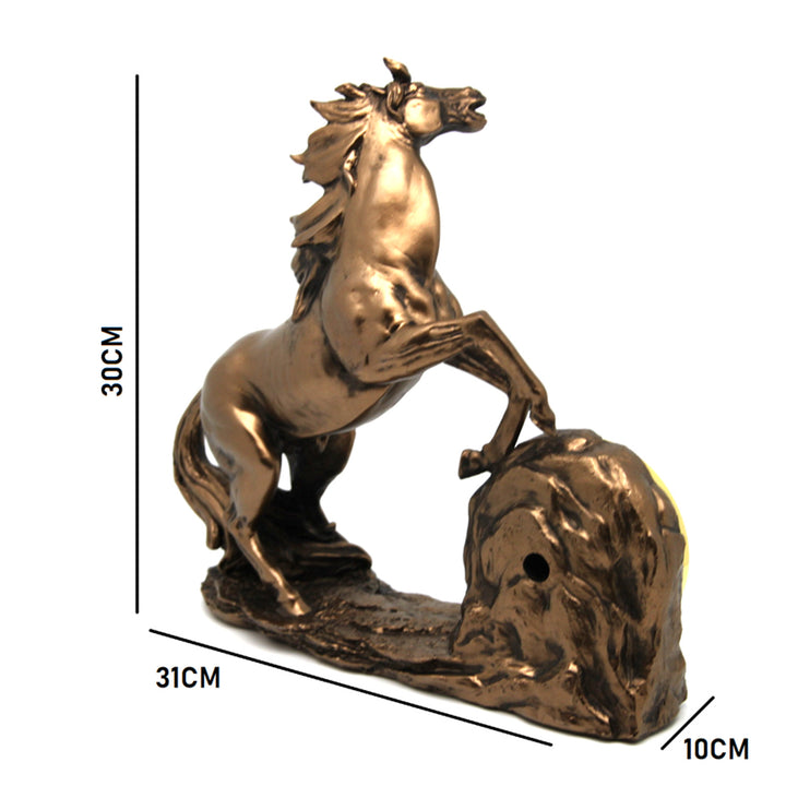 Climbing horse figurine, clock, bronze sculpture, Roman numerals, Queen Isabel