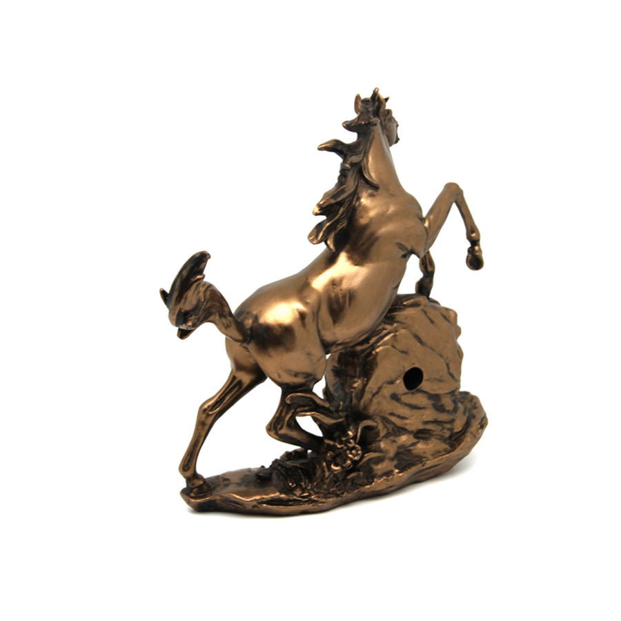 Jumping horse figurine, clock, bronze decoration, Queen Isabel