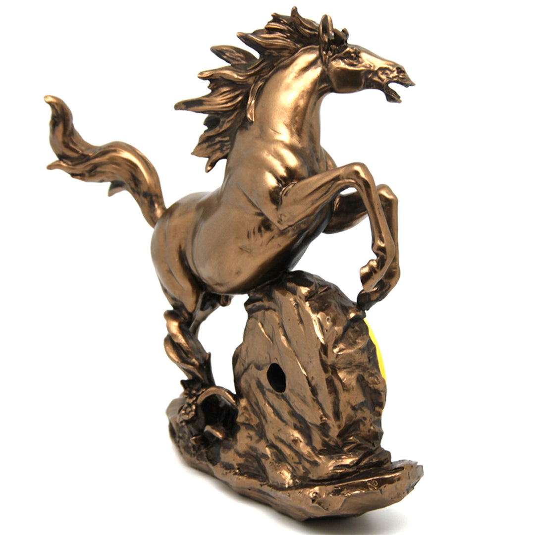 Jumping horse figurine, clock, bronze decoration, Queen Isabel
