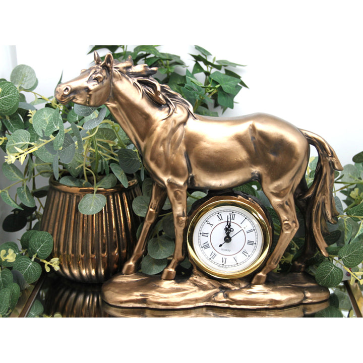 Standing horse figurine, clock, bronze decorative sculpture, Queen Isabel