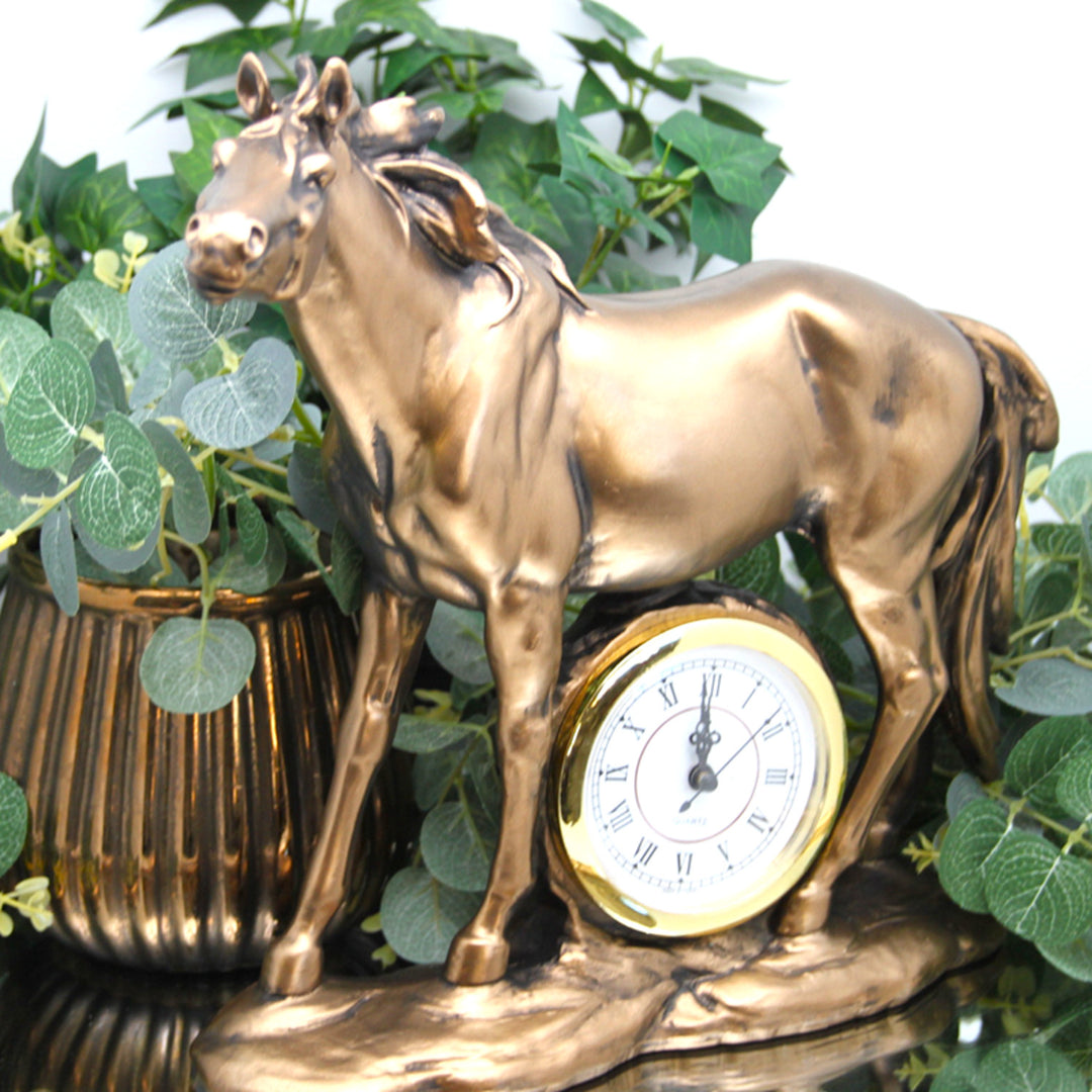 Standing horse figurine, clock, bronze decorative sculpture, Queen Isabel