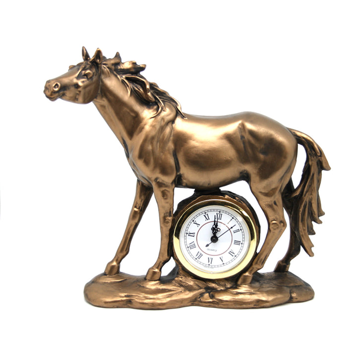 Standing horse figurine, clock, bronze decorative sculpture, Queen Isabel