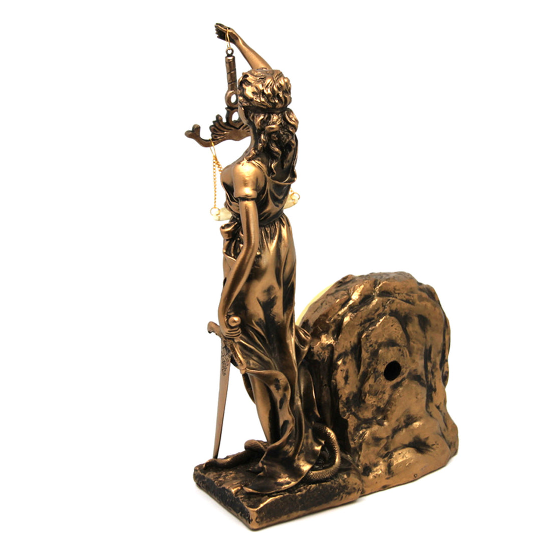 Figurine of Temida Goddess of Justice, clock, Queen Isabel